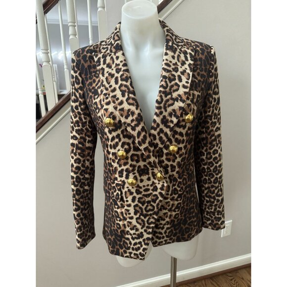Veronica Beard Brown / Black Leopard Print Miller Jacket Size 2 - Picture 2 of 4
